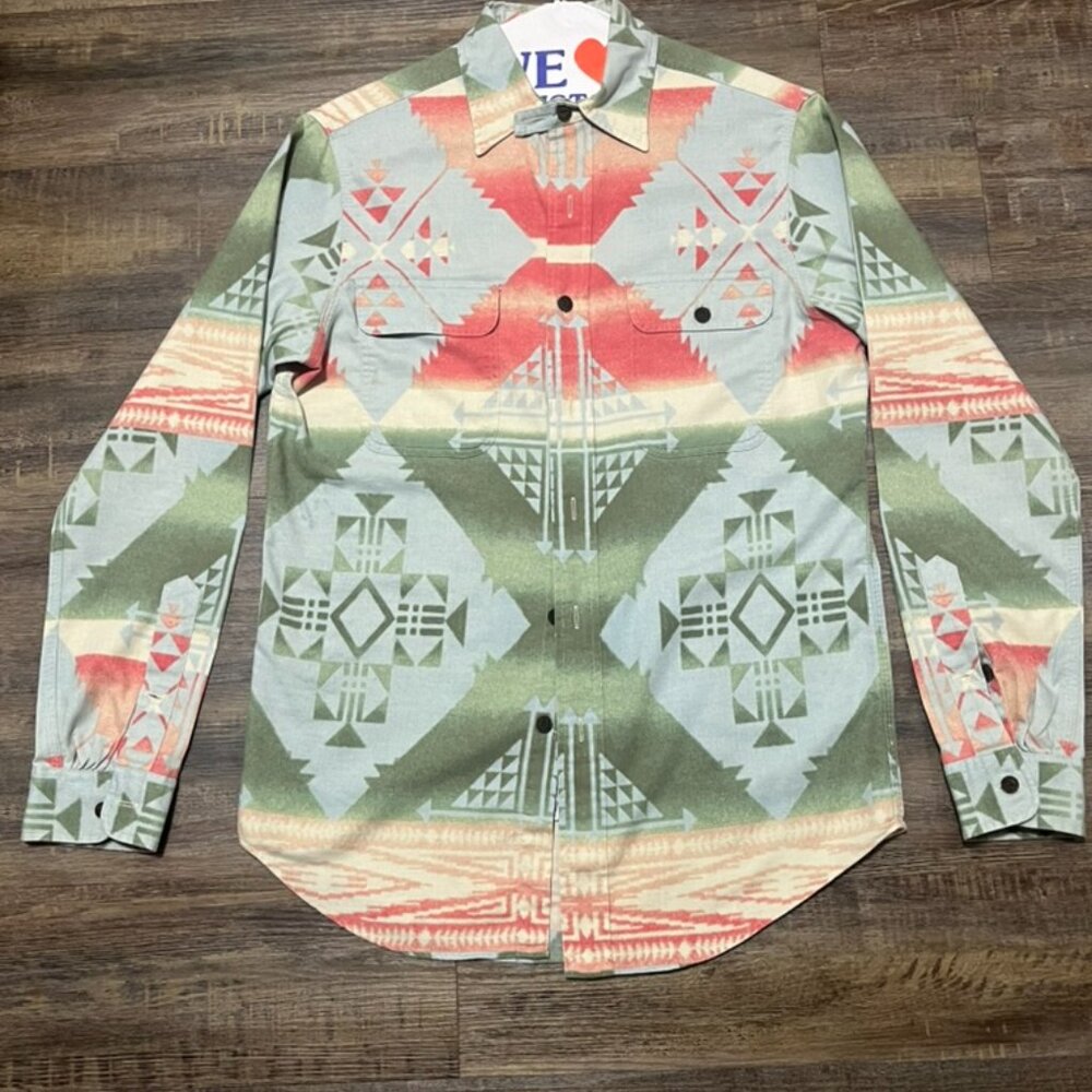 Vintage Ralph Lauren Polo Western Aztec Print Shirt - Rare Blue Tag Size Small